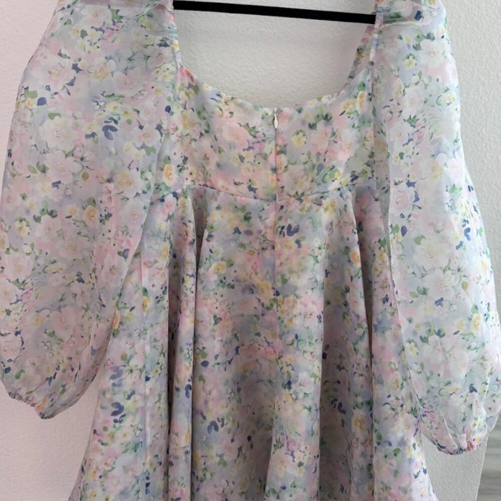Selkie Floral Print Puff Sleeve | Size L. - Picture 5 of 5